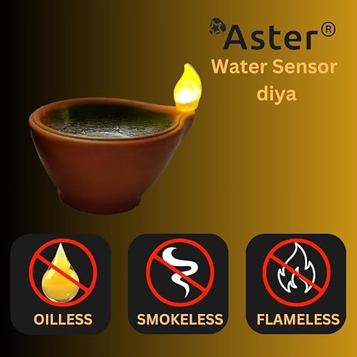 Water Sensor Diya for Diwali Decoration - 12 Pcs Electric Flameless & Smokeless LED Diya Lights