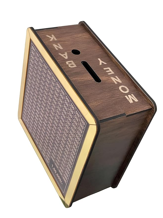 Wooden Money Piggy Bank for Kids & Adults | Save 1,00,00 Rupees