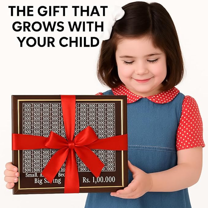 Wooden Money Piggy Bank for Kids & Adults | Save 1,00,00 Rupees