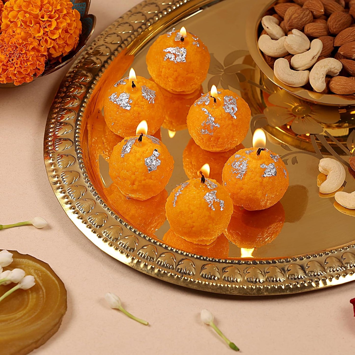 Premium Ladoo Candle for Diwali - Decorative Candle 100% Paraffin Wax || Set of 6