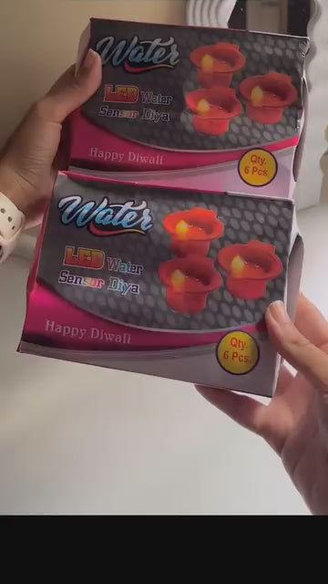 Water Sensor Diya for Diwali Decoration - 12 Pcs Electric Flameless & Smokeless LED Diya Lights