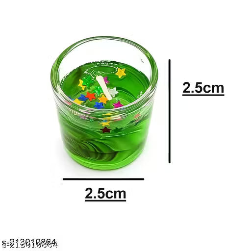 Multicolour Glass Jelly Gel Candles – Pack of 12 | Smokeless, Decorative for Diwali